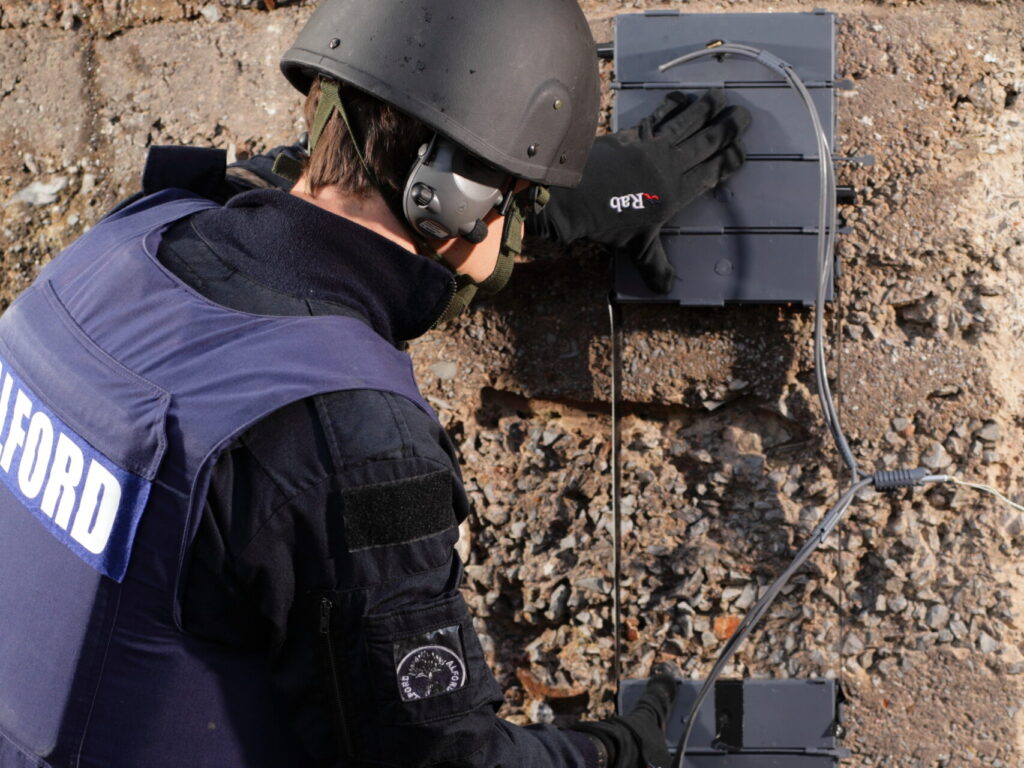 Universal Demolition Block array being placed into position